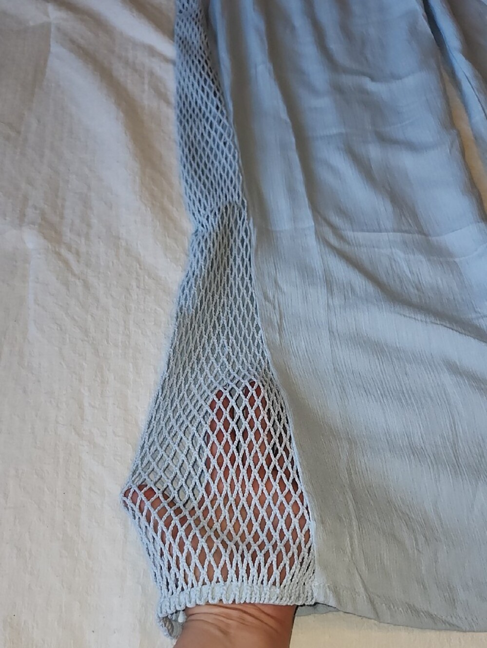 Turks & Caicos Light Blue Crochet Wide Leg Pants Cover Up NWT - Picture 5 of 11